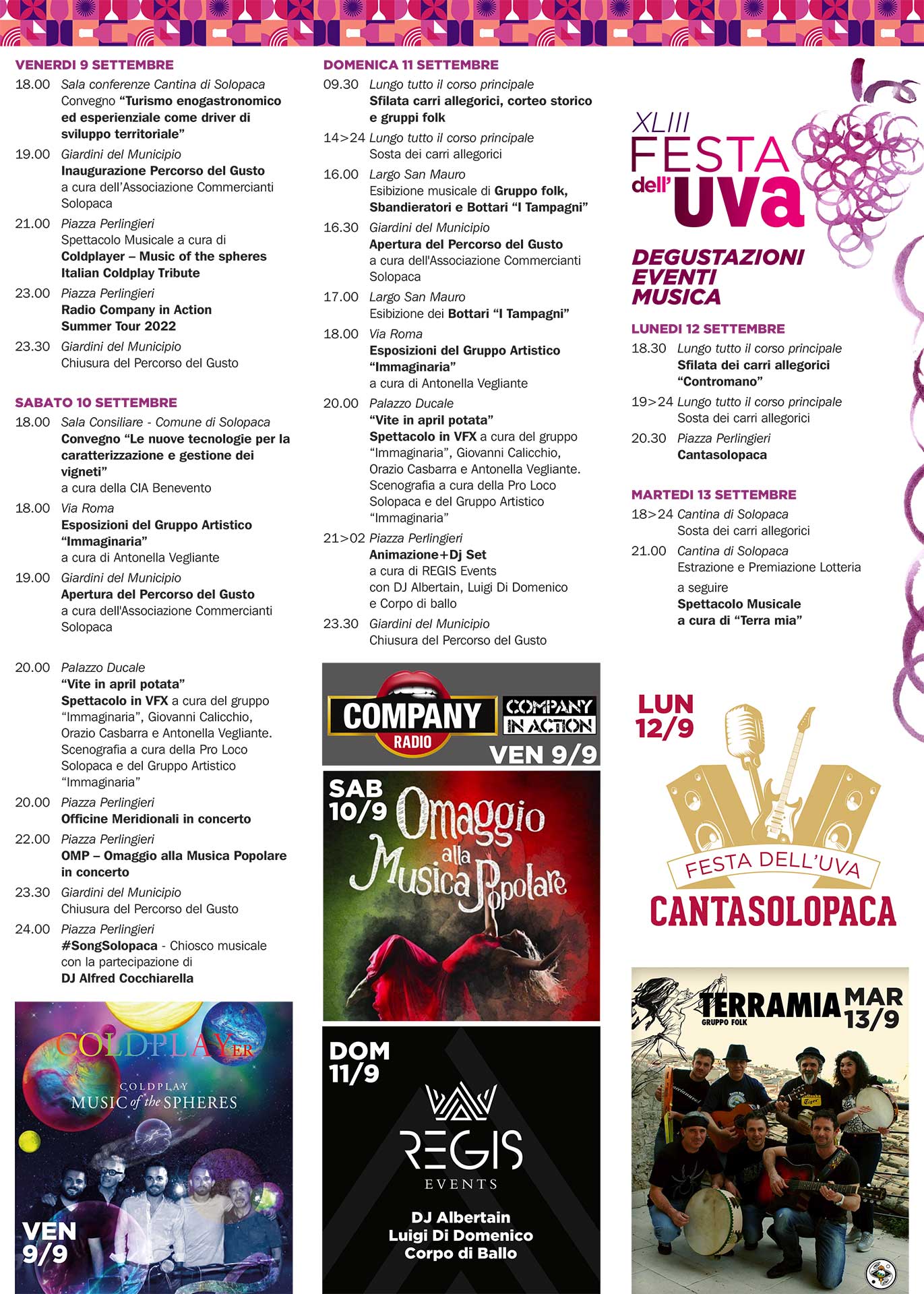 Programma Festa dell'Uva 2022